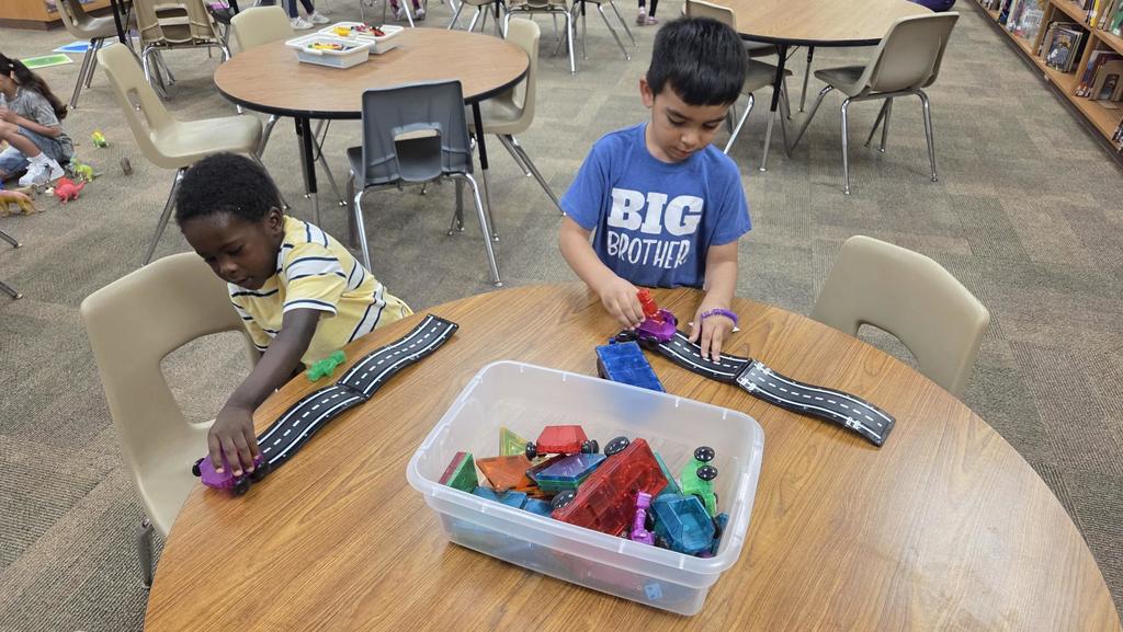 kids playing with magnets