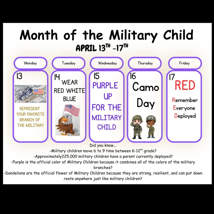 calendar of events for purple week 