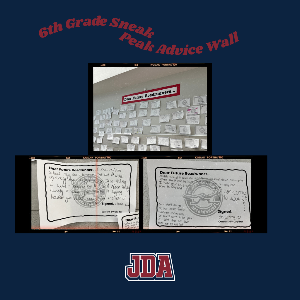 6th Grade Sneak Peak Advice Wall. Current 6th graders wrote advice for incoming 5th graders. 