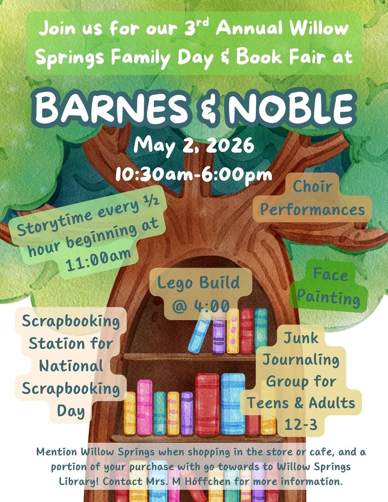 flyer with tree and books