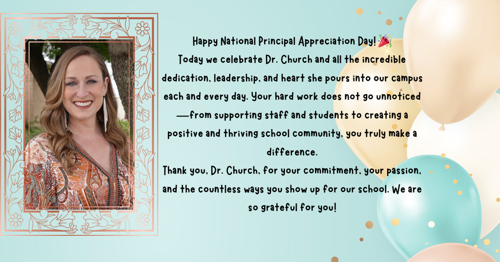 infographic thanking Dr. Church for being principal