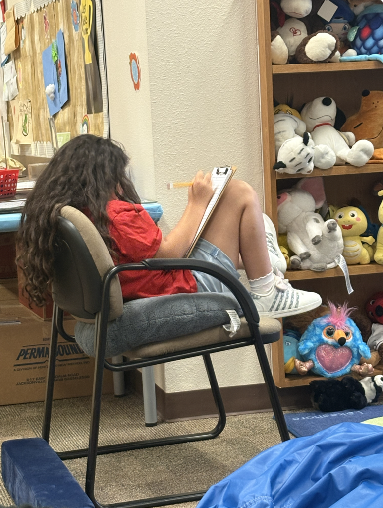 student recording answers