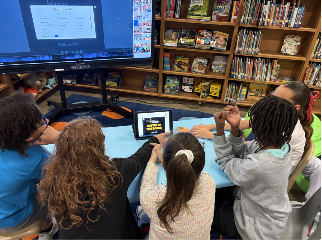 Students working on the ipad