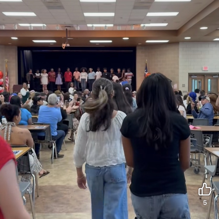 student entering cafeteria 