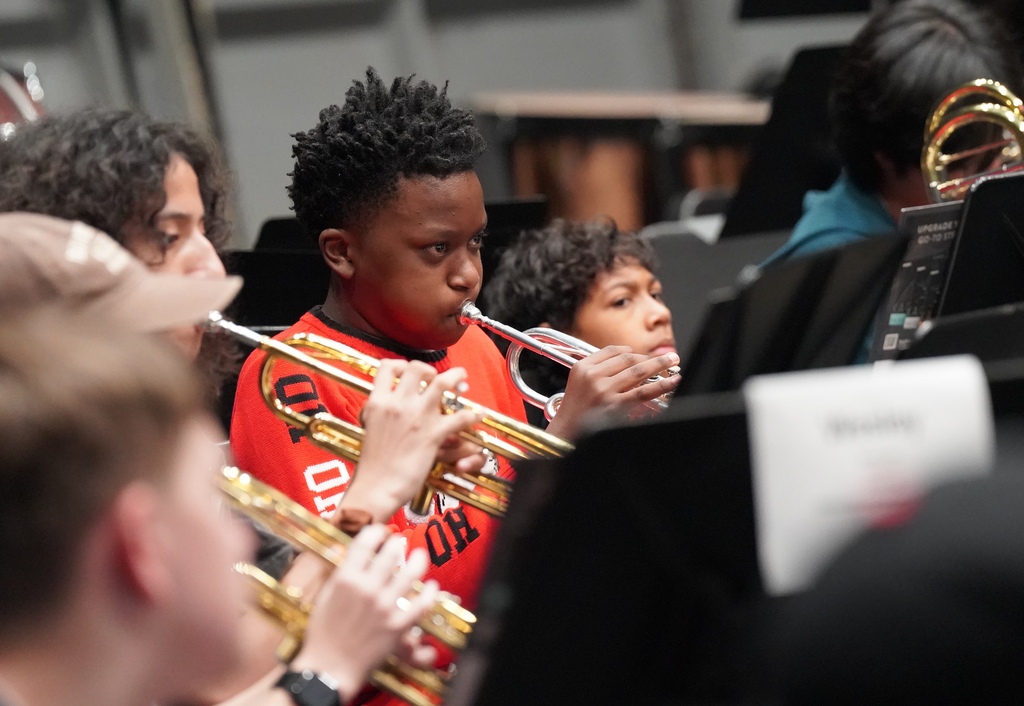 Student at high school band camp