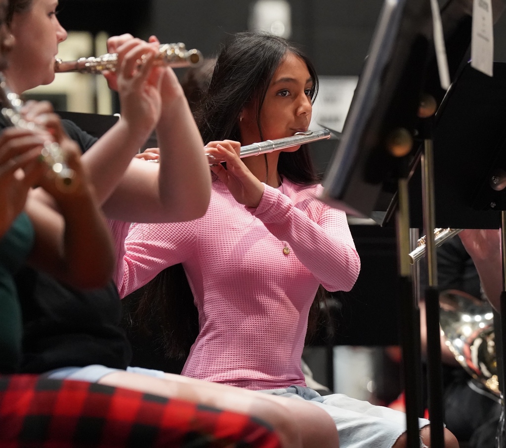 Student at middle school band camp