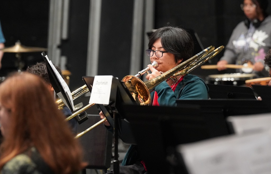 Student at high school band camp