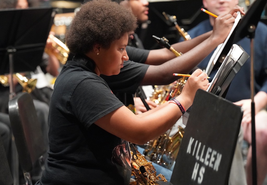 Student at high school band camp