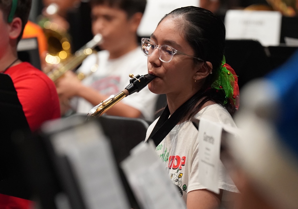 Student at middle school band camp