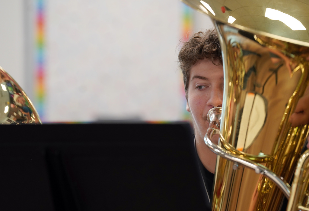 Student at high school band camp