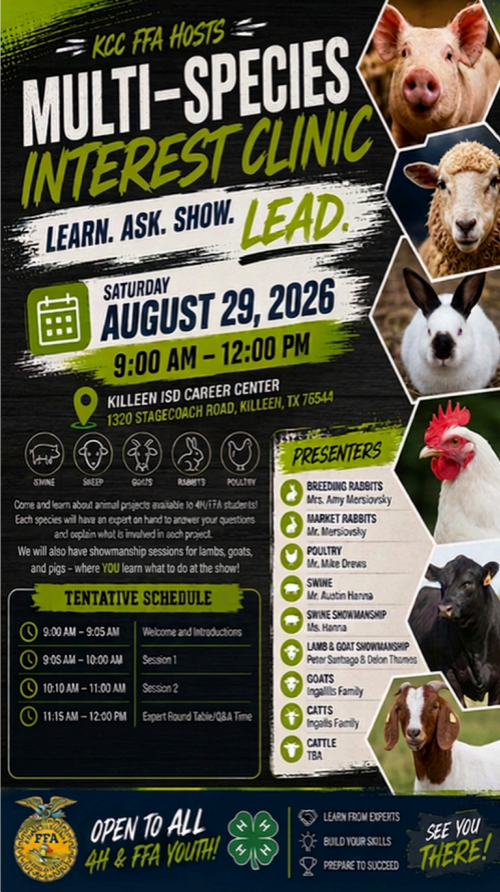 KCC FFA Hosts Multi-Species Interest Clinic