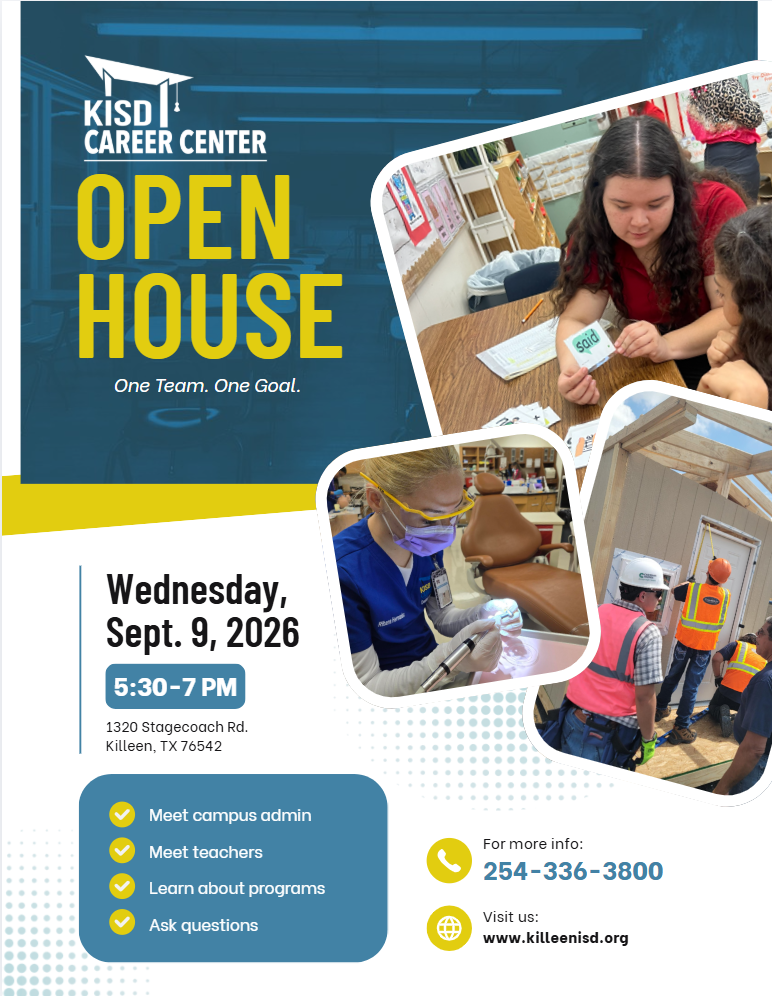 KISD Career Center Open House will be held on Wednesday, September 9, 2027