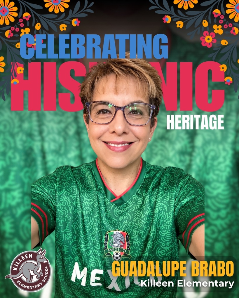 A smiling woman in a green shirt and glasses stands against a green background with a colorful border.