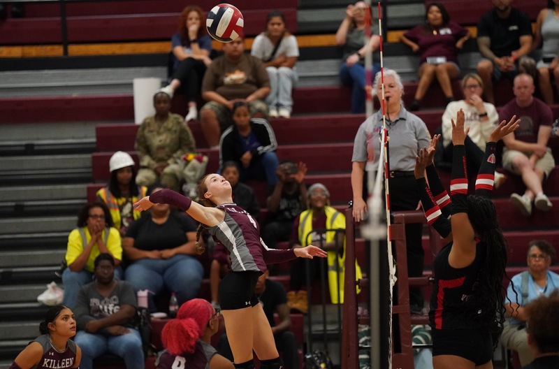 Volleyball hit at the net