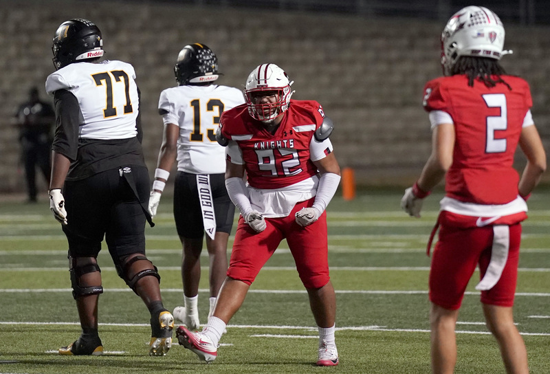 Knights cheer after a tackle