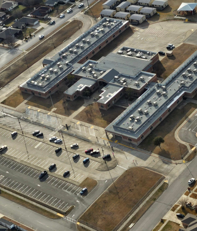 aerial shot of the campus from the sky