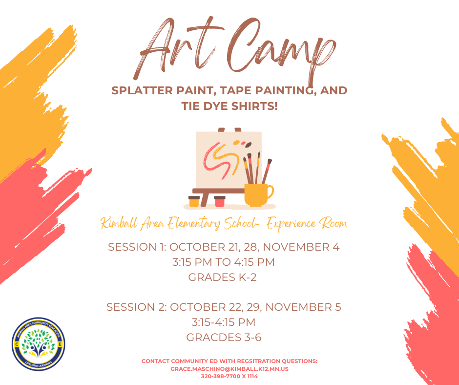 Art Camp starts 10/21 and 10/22