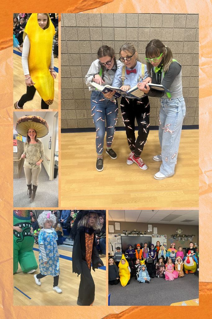 Orange & Brown Illustrative Halloween Photo Collage