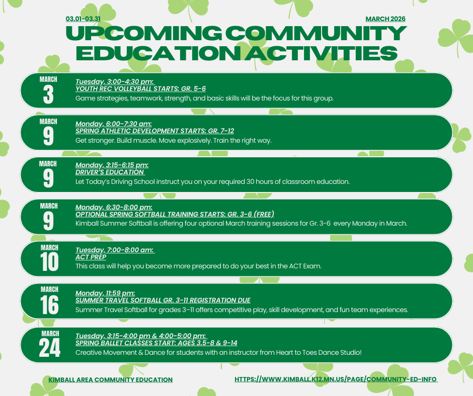 Community Ed Spring Activities