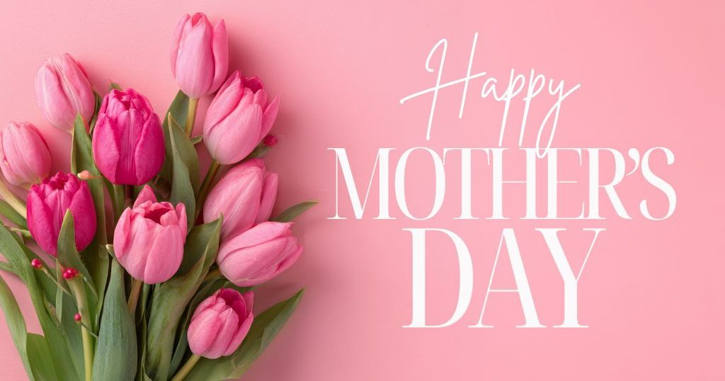 pink background with pink tulips "Happy Mothers Day"