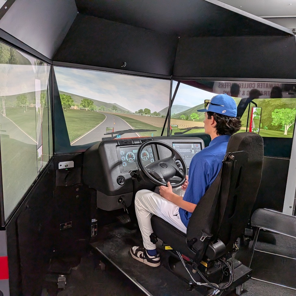 Student using the CDL simulator