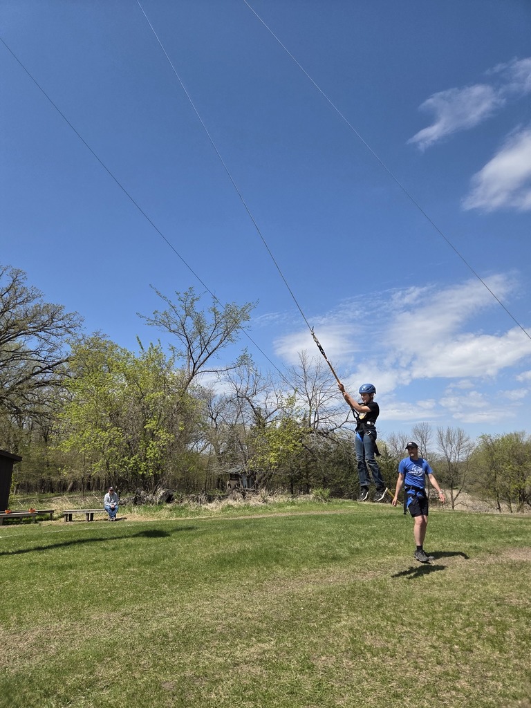 student on zipline