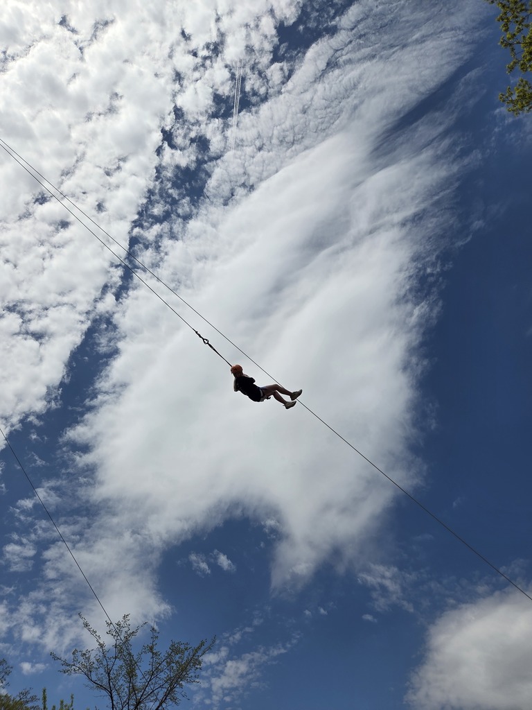student on zipline