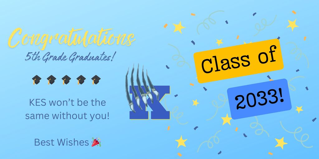 5th Grade Graduation sign with blue background