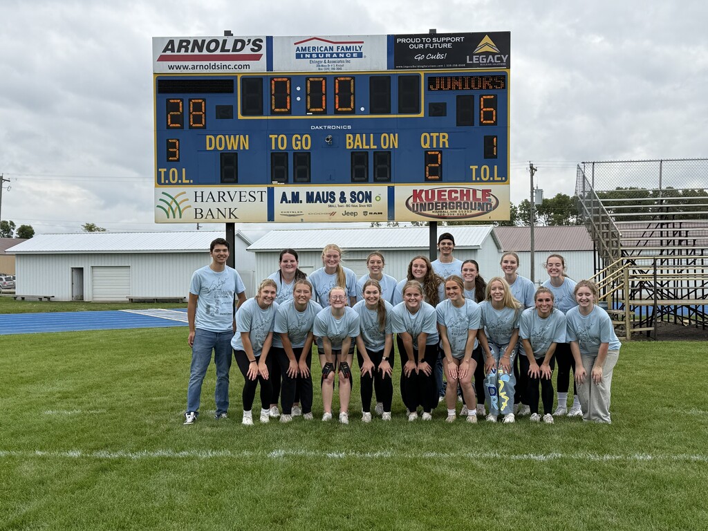 Senior girls Powderpuff Football group picture with Winning score of 28