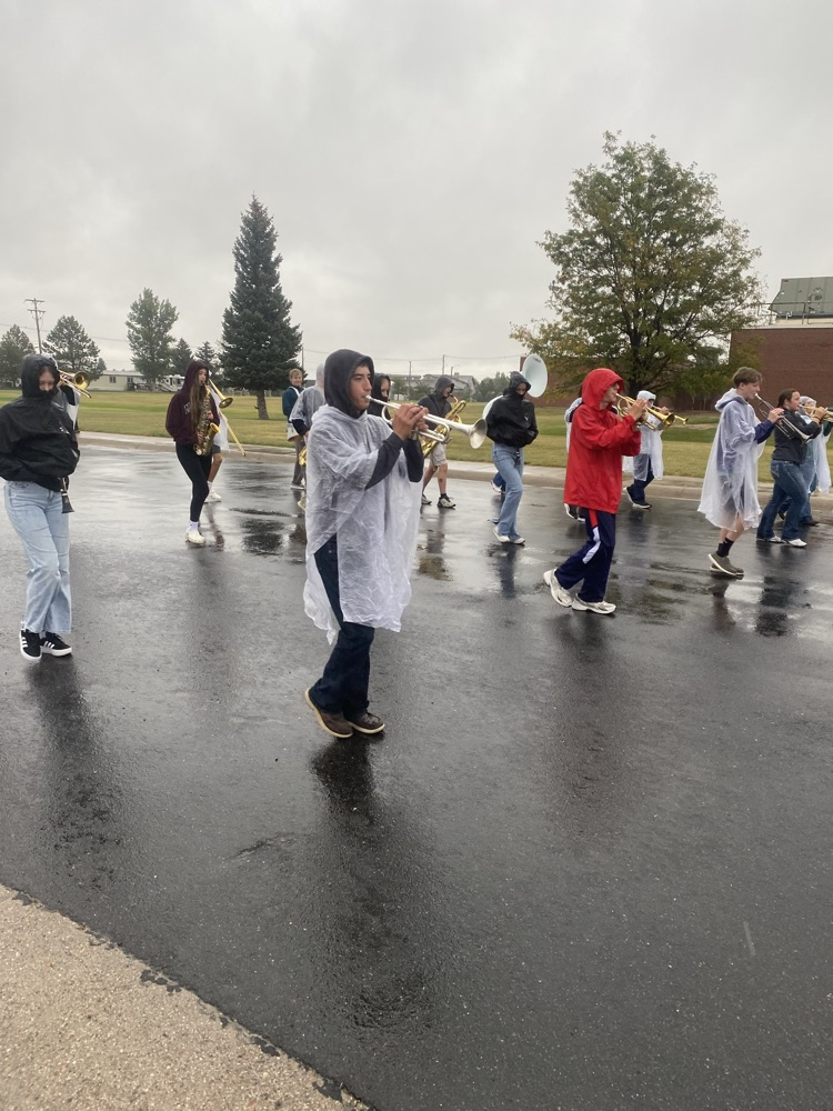 marching in the rain