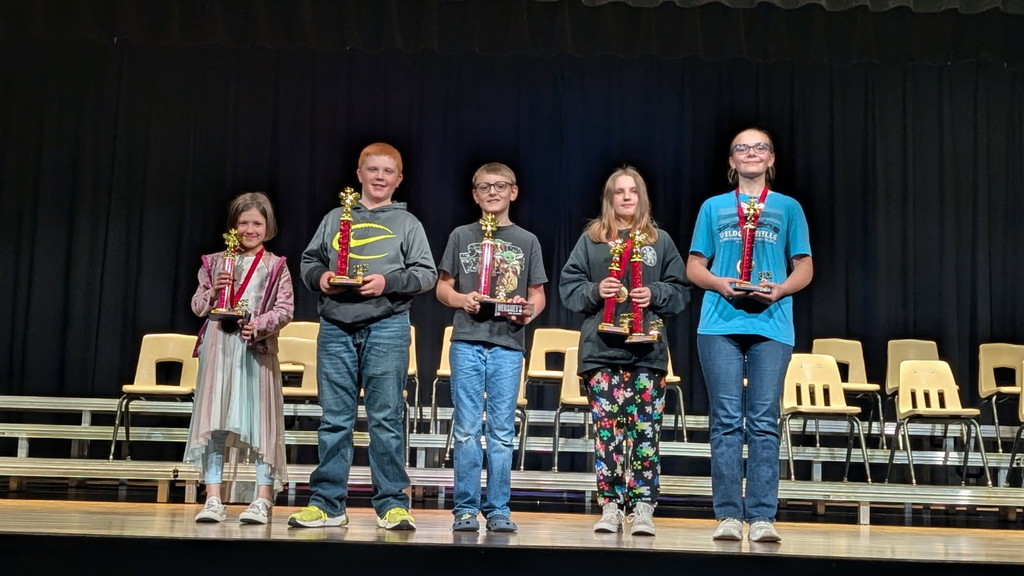Our top spellers for grades 4-8 (left to right)!