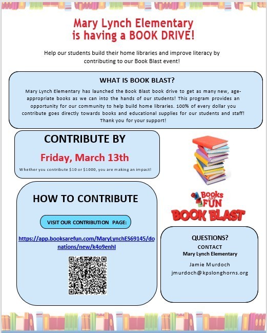 How to contribute to Mary Lync Elementary Book Blast event.
