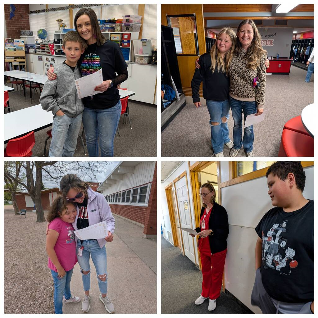 Pictures of students with the teachers they wrote the letter too.
