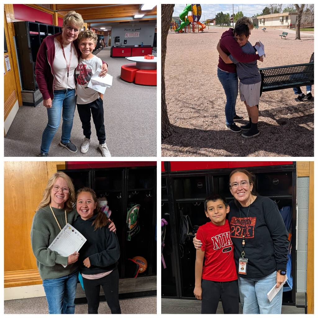 Pictures of students with the teachers they wrote the letter too.