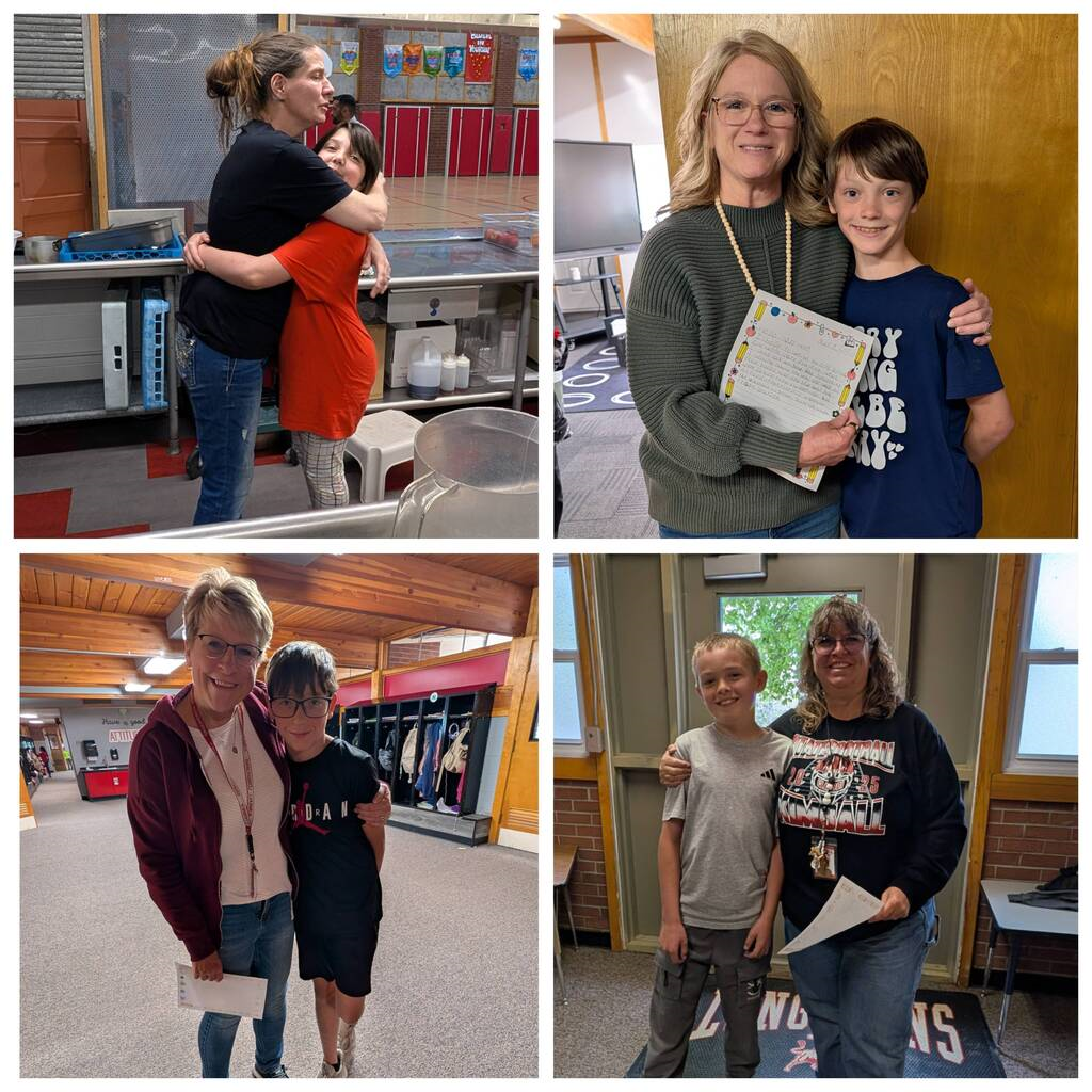 Pictures of students with the teachers they wrote the letter too.