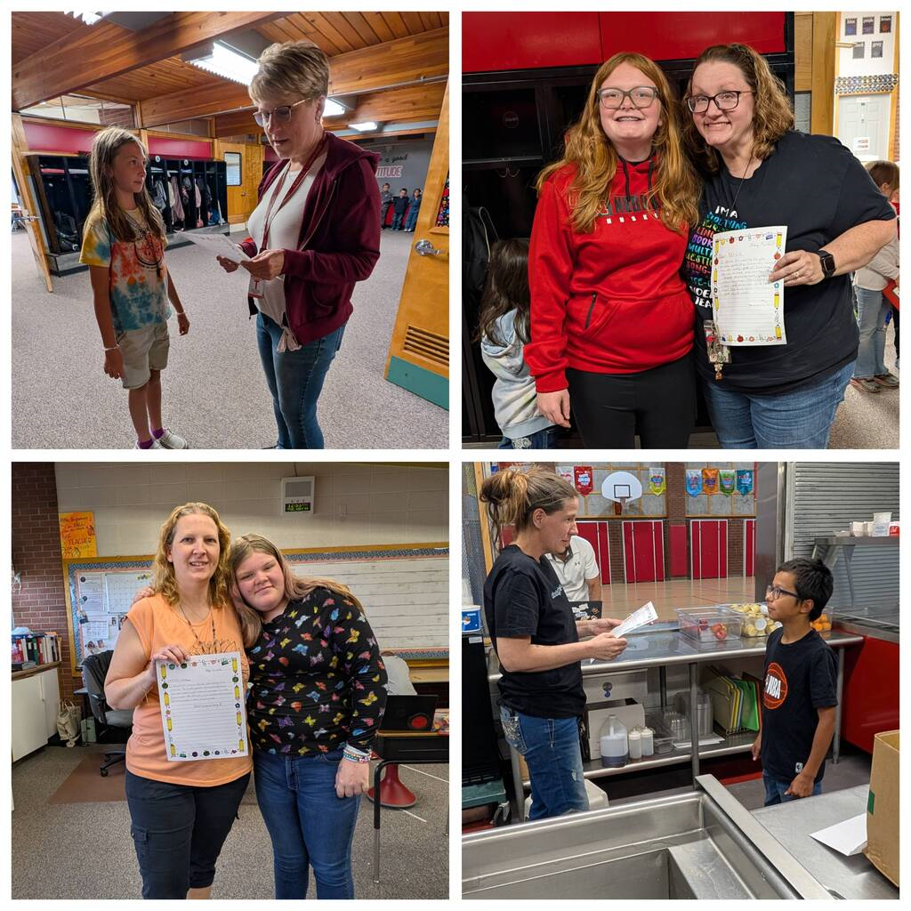 Pictures of students with the teachers they wrote the letter too.