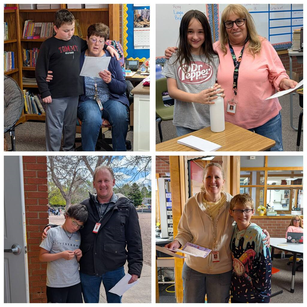 Pictures of students with the teachers they wrote the letter too.