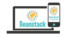 Beanstack logo on computer and phone screens