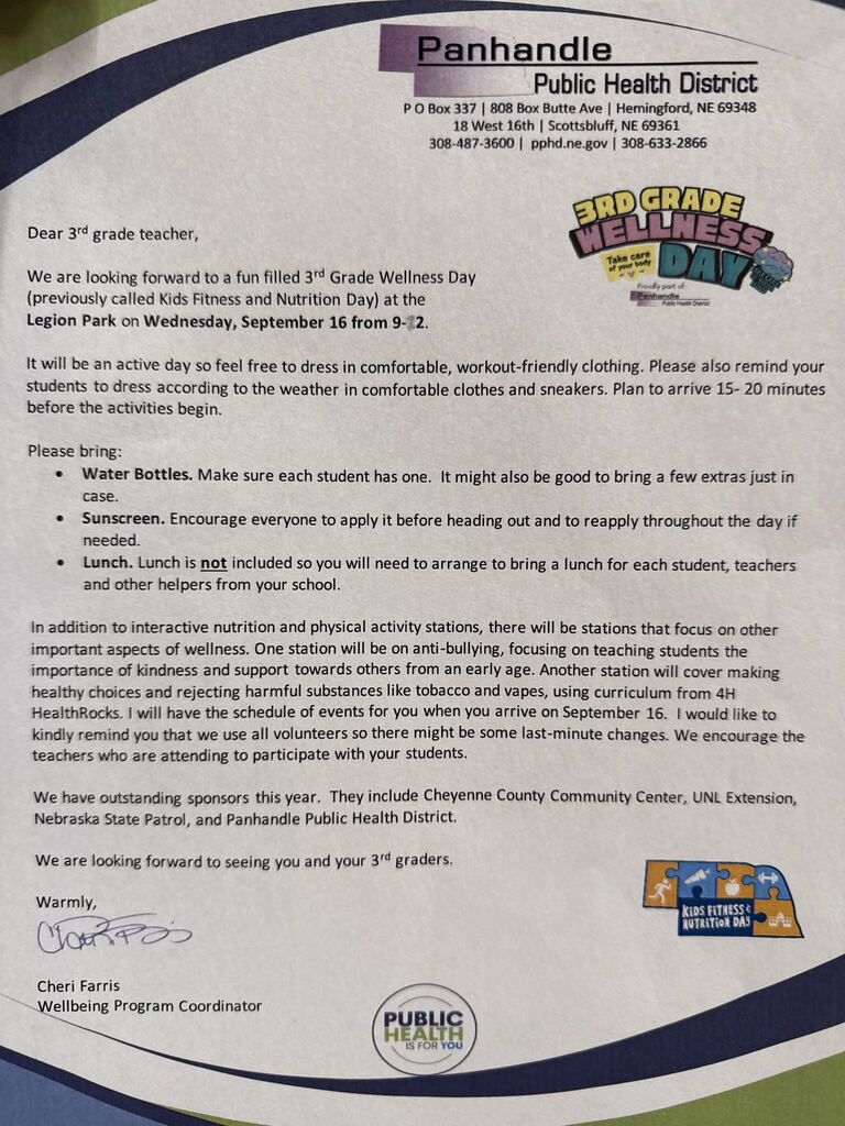 3rd grade wellness day details