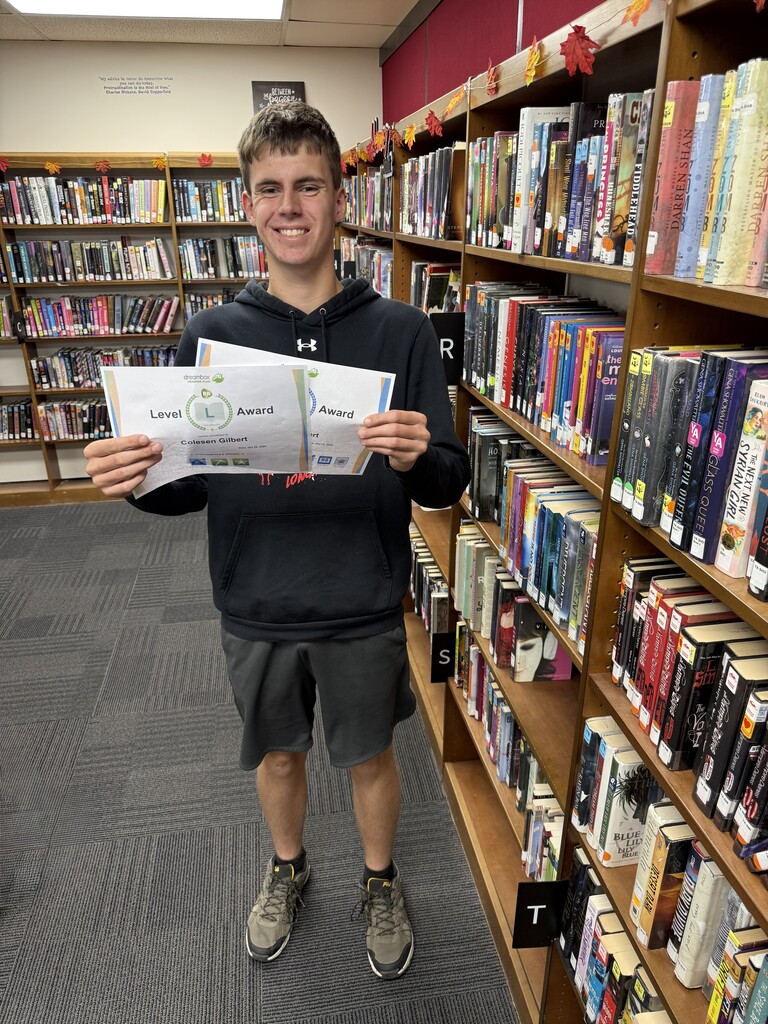 11th Grader Colesen Gilbert Earns Level L Award in Reading Plus