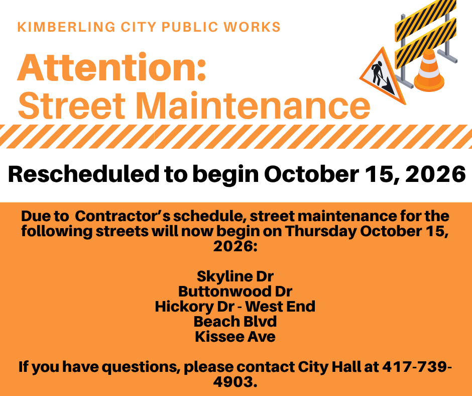 Street Maintenance Rescheduled to begin October 15