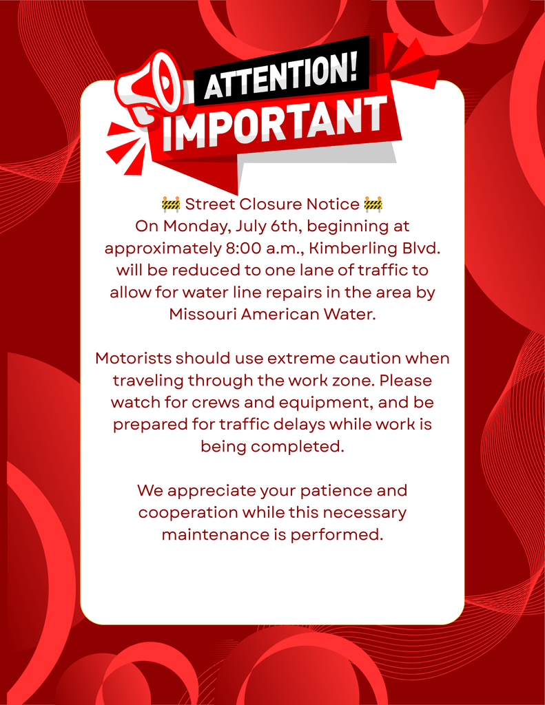 Kimberling Blvd Street Closure