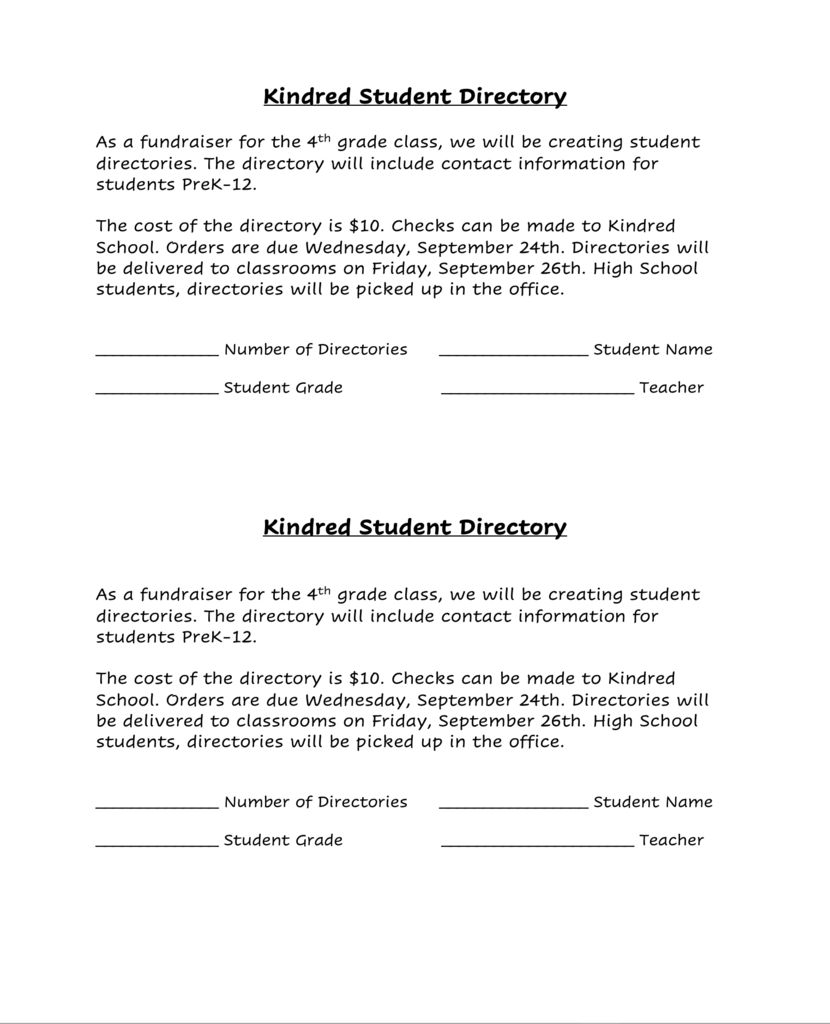 Kindred student directory