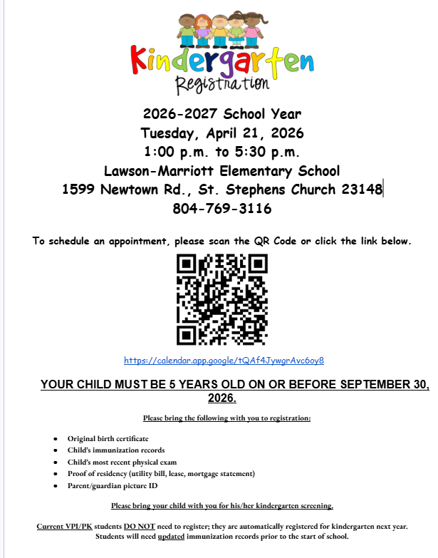 LMES Kindergarten Registration Flyer