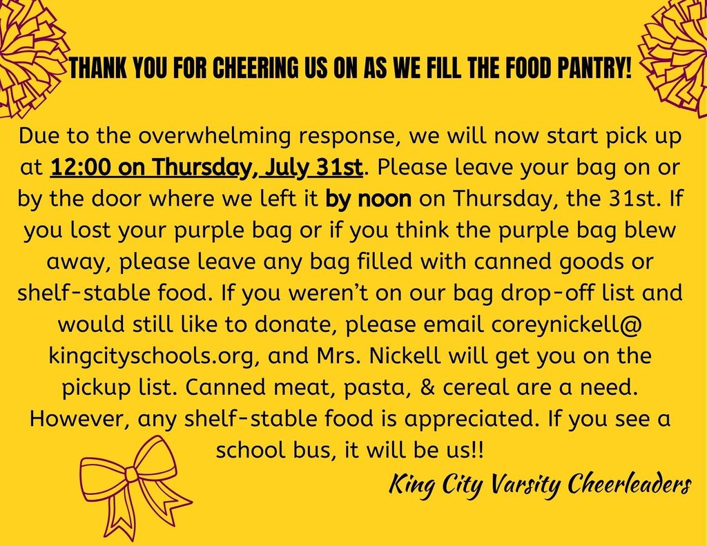 Food Pantry Update!