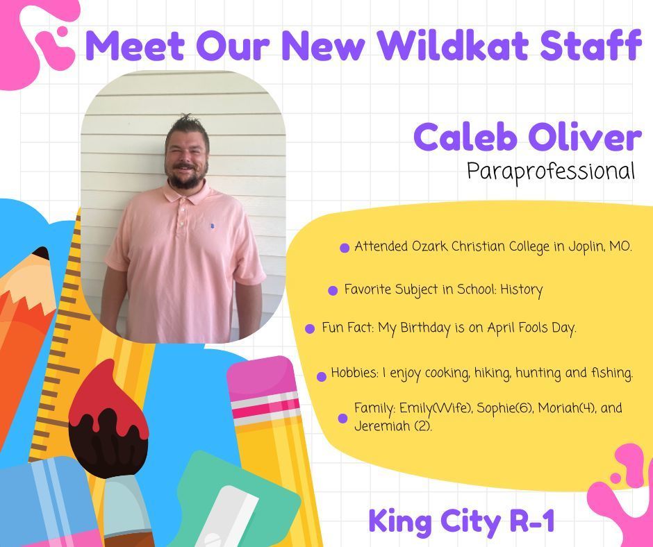 Please welcome Mrs. Oliver to the King City School District Staff!