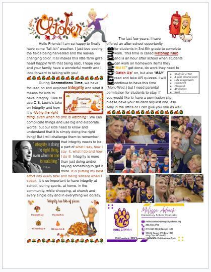 October Counselor Newsletter english