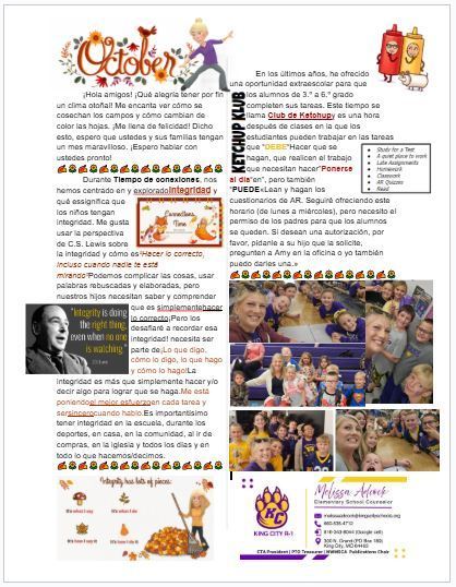October Counselor Newsletter spanish