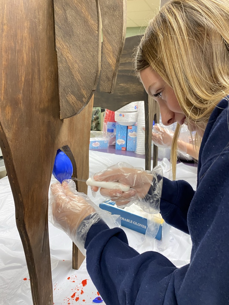 Kinley practicing her skills in castration for our animal reproduction unit