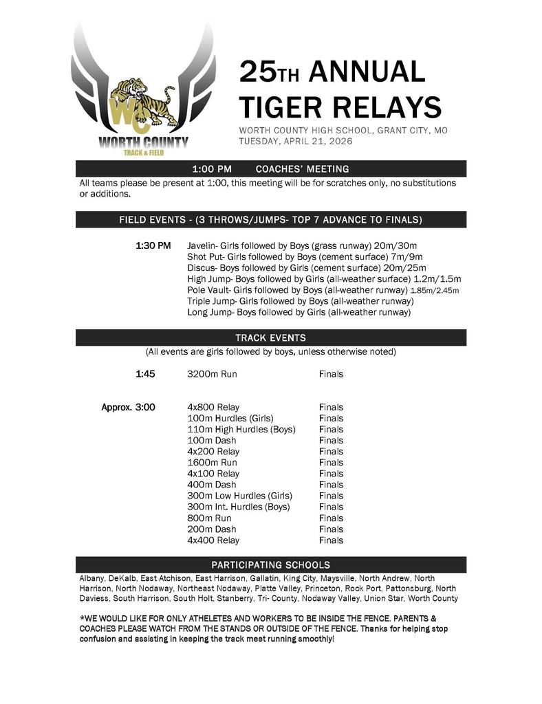 Track Schedule of Events